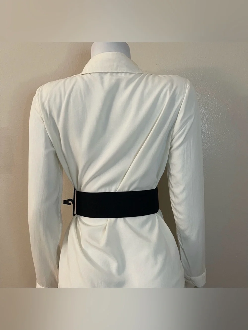 Black PU leather square buckle elastic waistband with rhinestones details belt